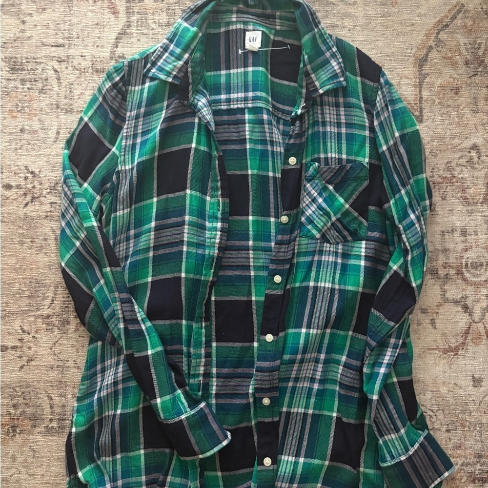GAP Blue and Green flannel - Picture 1 of 3